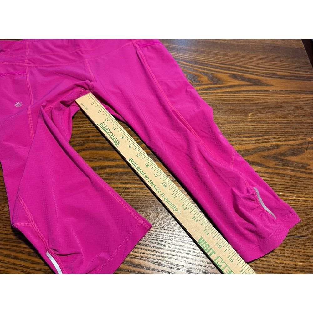 Athleta Leggings Womens S Hot Pink Dobby Be Free Knicker Capri Workout Pockets - Picture 7 of 16